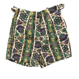 Vintage 60s High Rise Floral Shorts 21" Waist Homemade Multicolored Geometric